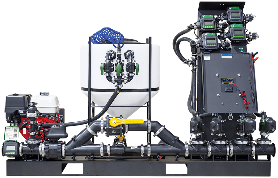 FastBatch Multijet Sprayer loading system with cone, pump and meters