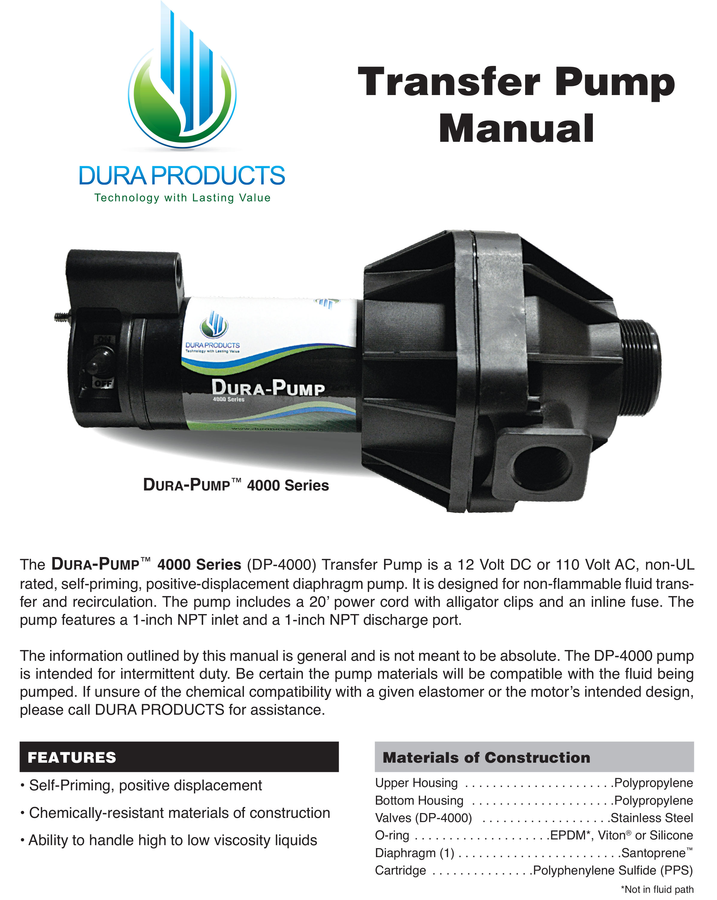 dura pump 4000 series manual